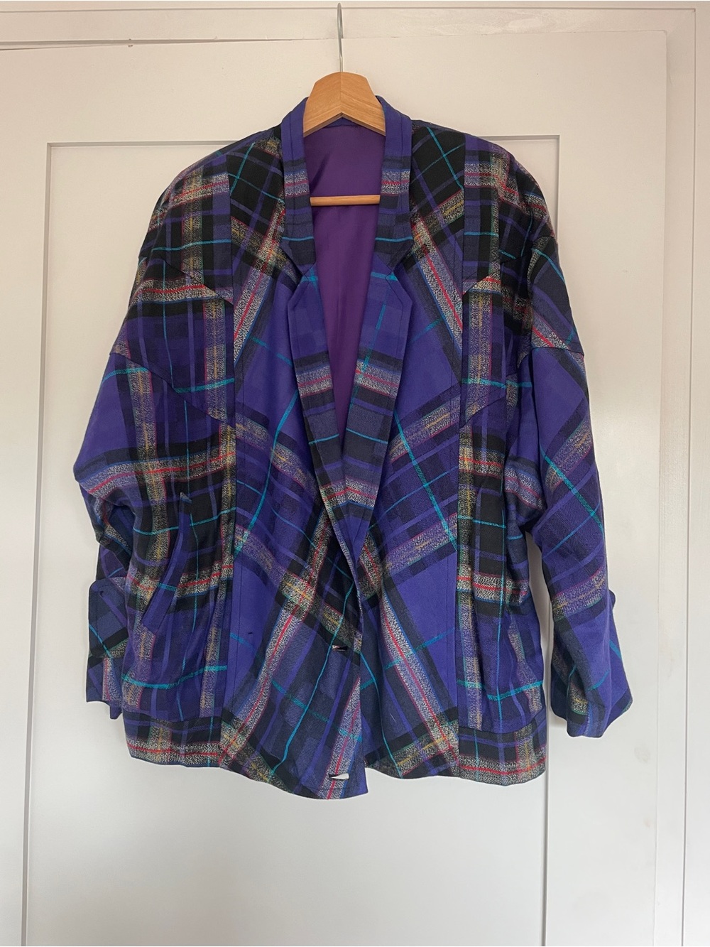 Purple Plaid Pleated Skirt Suit - Picture 2 of 6